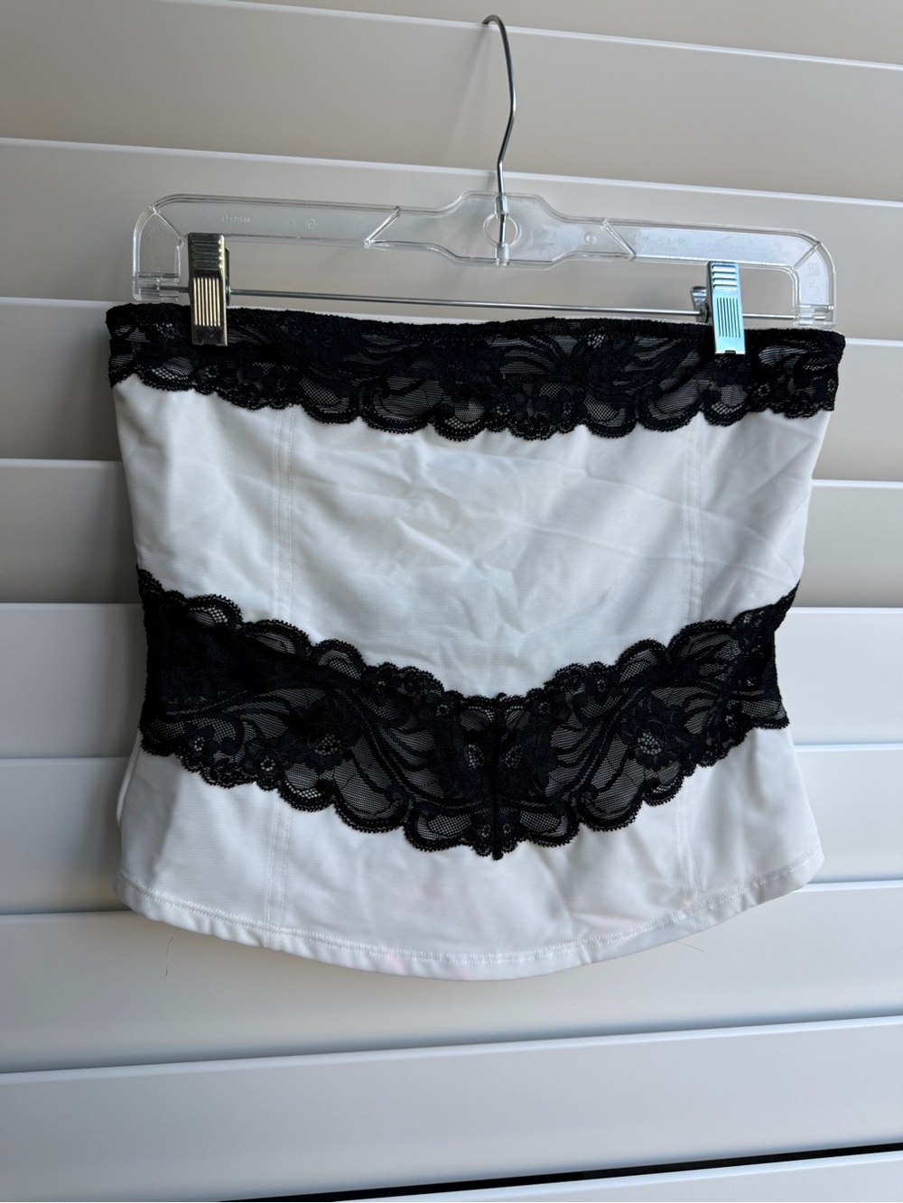 Glassons Strapless Lace-Trim Bustier Top - Black & White